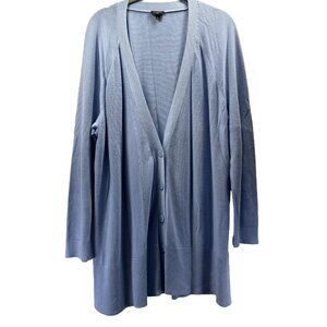 Talbots Women's Cardigan Sweater Size 2X Plus Blue Button Up Long Sleeve Tunic